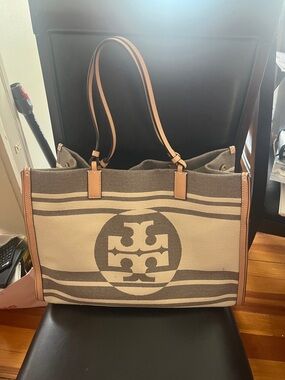 Tory Burch large jacquard canvas Ella tote in Wild Mushroom